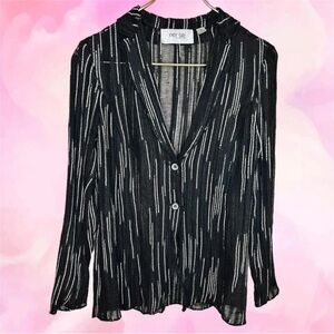 Per Se Black and White Striped Blazer